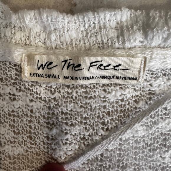 Free people xs Ocean Air Hacci ivory long sleeve gauzy beachy coastal blouse - Picture 6 of 12